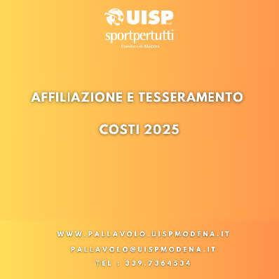 Affiliazione e Tesseramento - Costi 2025