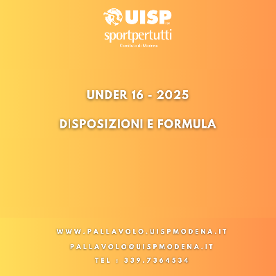 Under 16 - Disposizioni Gare e Formula Campionato