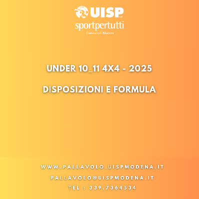 Under 10/11 4x4 - Disposizioni Gare e Formula Campionati